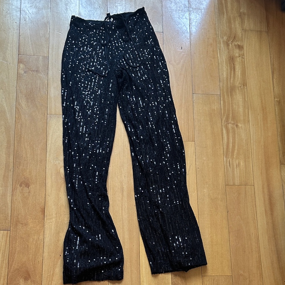 Motel Rocks Black Sequin Trousers